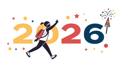 Design Modern 2026 New Year typography logo Vector