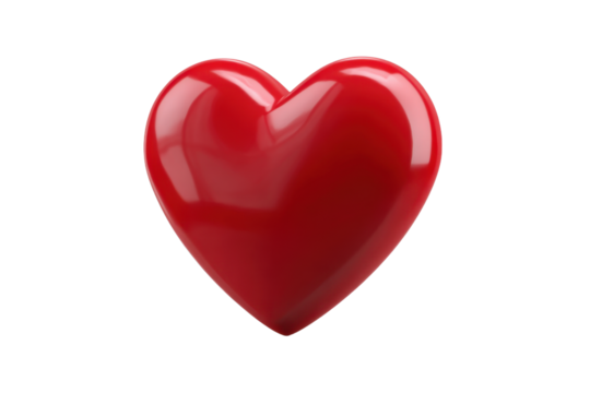 3D Red Heart Shape Isolated on Transparent Background