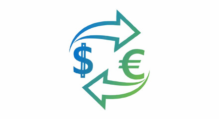 Currency Exchange Symbol with Dollar and Euro Signs.