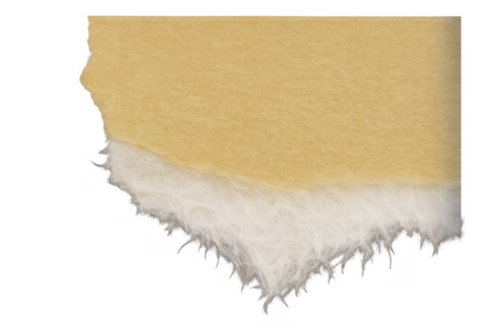 Torn kraft paper snippet with a delicate, fibrous lower edge. Clean upper edges providing a natural texture, on a transparent background