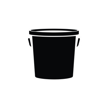 Paint Bucket Container Black Silhouette on Transparent Background Isolated View
