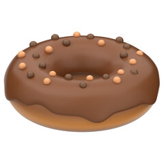 3D donut icon. 3D icon render of donut with transparent background.