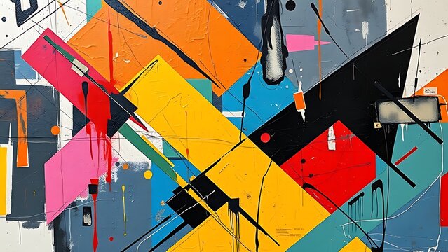 discordant. Abstract composition of clashing colors and sharp angular lines, unbalanced. wellbeing guides, coaching materials, designed for mental health education and mindfulness programs.