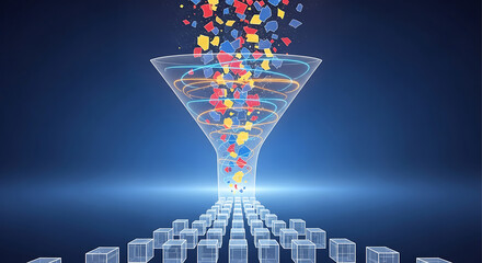 Data funnel processing information filtering and data transformation.