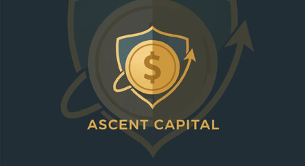 Ascent Capital Shield with Dollar Coin and Upward Arrow.