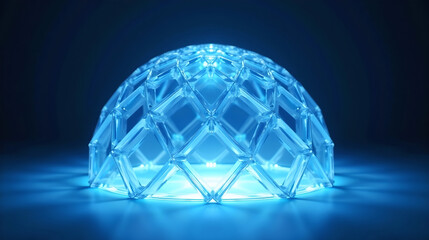 Glass Dome Structure Illuminated by Cool Blue Light