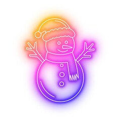 Glowing Neon Smiling Snowman graphic