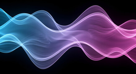 Abstract multicolored wave pattern on a black background creates a dynamic visual