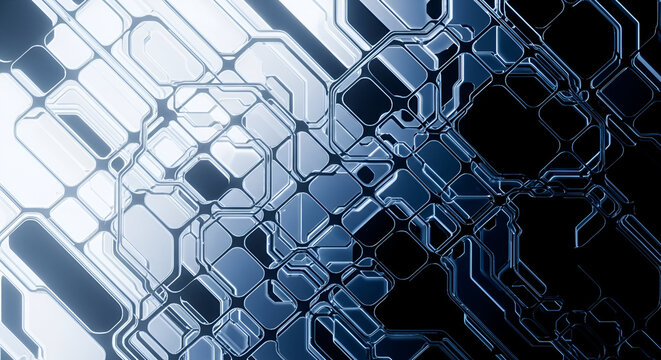 Futuristic technology circuit board with abstract geometric pattern background