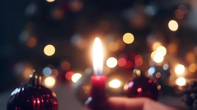 hands lighting a christmas candle