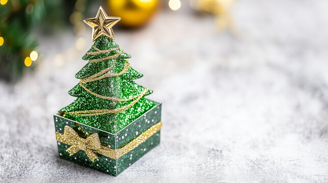Christmas tree and decorations. Christmas and New Year Background, copy space