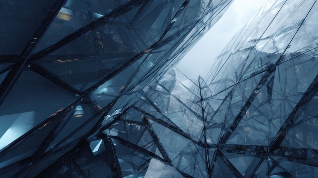Abstract Glass Facade: Modern Architecture with Geometric Design