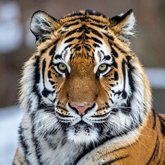 Fototapeta premium Close-up portrait of a majestic striped big cat in natural environment