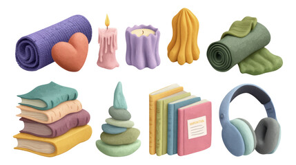 Obraz premium Colorful and Playful Illustrations of Various Objects on Transparent Background