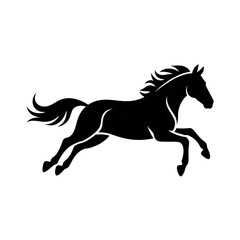 Obraz premium Abstract artistic outline of a galloping horse formed from scattered white particles isolated on transparent background