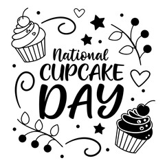 NATIONAL CUPCAKE DAY vector illustration isolated on white background