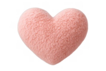 Plush pink heart toy representing love and romance, a soft fluffy cushion for valentine's day emotions