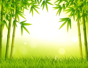 Obraz premium Lush bamboo grove in a soft, bright green landscape