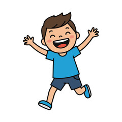 Fototapeta premium Cartoon Illustration of Happy Boy Jumping