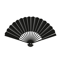 Traditional Hand Fan Silhouette – Decorative Folded Fan Vector Illustration
