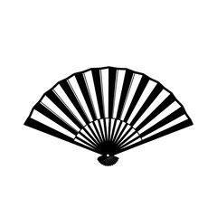 Traditional Hand Fan Silhouette – Decorative Folded Fan Vector Illustration