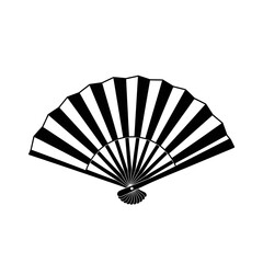 Traditional Hand Fan Silhouette – Decorative Folded Fan Vector Illustration