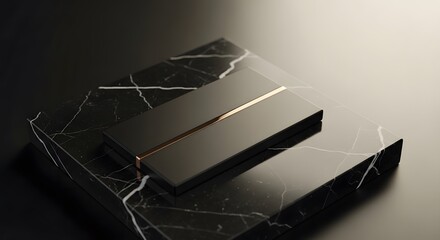 Luxury Black Smartphone on Marble Podium with Gold Accent perfect for product advertisement, marketing campaigns, website