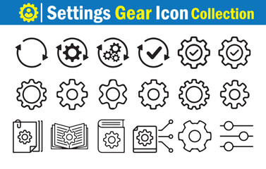 Black Settings icon set. Gear symbols with tools, sliders and rotation arrows vector illustration eps 10