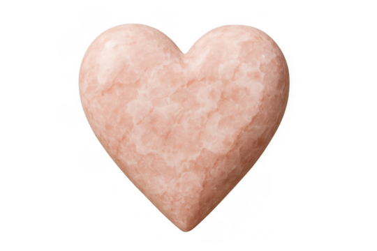 Pink heart object with a rough, textured stone appearance representing love and romance, ideal for valentine's day. Transparent background - Powered by Adobe