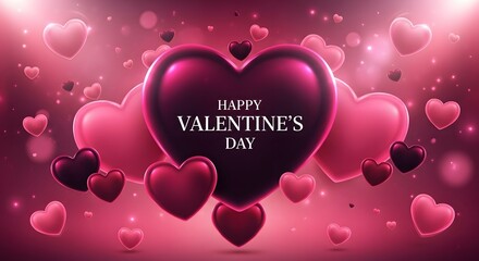 Romantic heart shaped balloons and confetti celebrating valentine s day