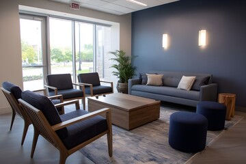 Fototapeta premium Small Conference Room with Couch and Informal Seating for Relaxed Collaborative Modern Office Design Inspiration