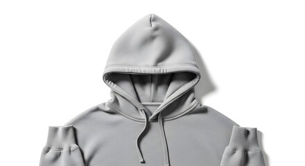 Plain Grey Pullover Hoodie Top Isolated on White Background perfect for Product mockup, e-commerce display, fashion design