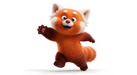 Joyful Animated Red Panda Character Running perfect for children's entertainment, website mascot, educational materials,