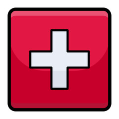 Switzerland flag button minimalist vector illustration, simple concept, Isolated on white background