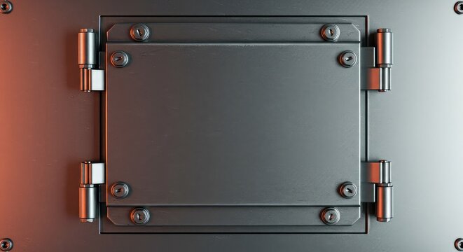 Heavy industrial access panel or metal door mechanism, sealed with prominent bolts, isolated on a stark white background ,cover ,iron ,technology - Powered by Adobe