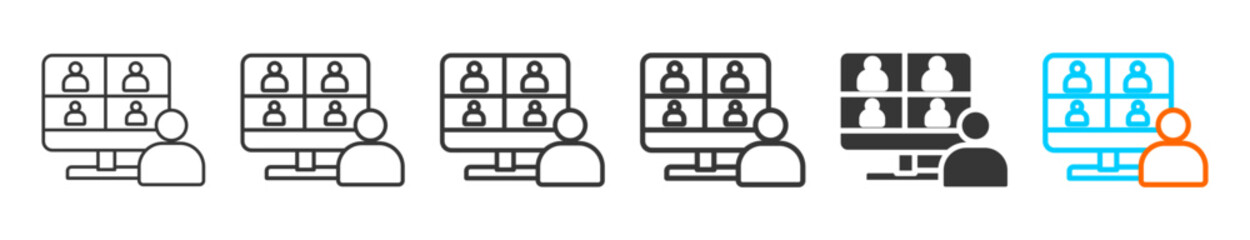 video conference  icon set multiple style collection	
