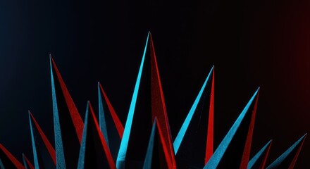 Abstract composition showing multiple sharp points ascending upward. Emphasizing precision, geometric danger, and structural strength ,abstract ,form ,foundation