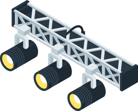 Stage lighting equipment for concerts, events, parties or theater productions setup - Powered by Adobe