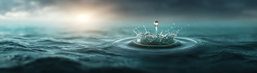 Rocket launch from deep ocean water creating big splash. powerful startup concept for technology, innovation and business success