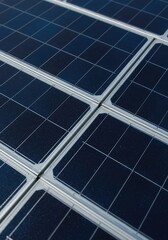A close-up view of a crystalline photovoltaic solar panel array capturing sunlight, highlighting renewable electricity generation technology ,installation ,innovation ,energy