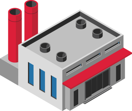 Isometric factory building with chimneys is perfect for industrial visualizations