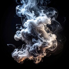 A billowing cloud of ethereal, wispy vapor is captured against a dark backdrop, with soft gradations of color
