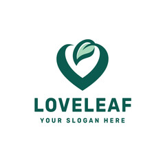 Love Leaf Logo Design – Eco Heart Symbol for Wellness Branding
