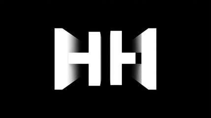Symmetrical Double-H Letter Black-and-White Design, for Brand Logos, Posters, and Web Elements with Modern Professional Feel
