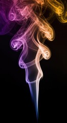 Obraz premium Ethereal, flowing abstract pattern created by colorful vaporous smoke swirling in darkness, suitable for modern backgrounds or texture layers ,liquid ,smoke ,fog