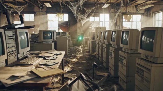 Abandoned Computer Lab A Haunting Look at Obsolete Technology and Decay
