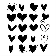 seamless background with hearts elegant heart line art collation minimal romantic calligraphy design set