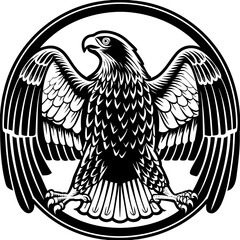 Stylized black and white eagle emblem with spread wings