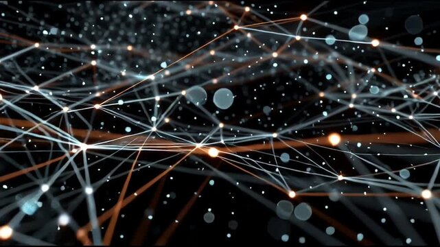 Abstract digital network connections with glowing dots and lines in space. - Powered by Adobe