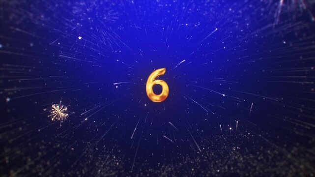Dynamic golden nine countdown with festive fireworks on a vibrant blue background, perfect for New Year's Eve celebrations and milestone events